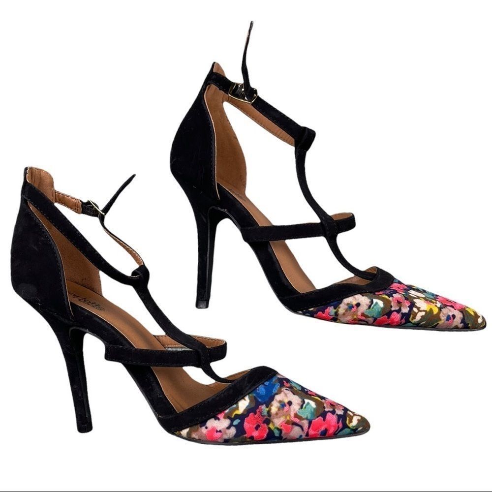 Charlotte Russe Heels Womens Size 7 Black Floral Print 4” Caged Stiletto Heels